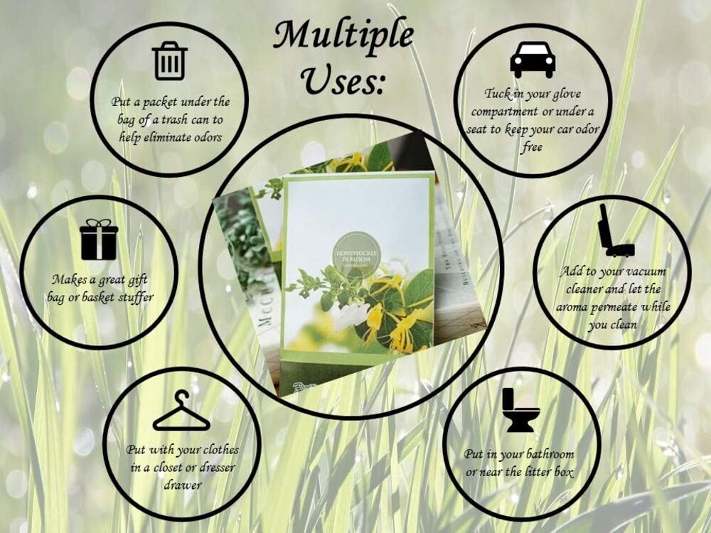 Honeysuckle Scented Sachets Pack of 6, Spring and Summer - Long-Lasting Scented Bags, Home Fragrance, Air Freshener & Deodorizer for Closet, Room, Drawer, or Cars, Made in USA