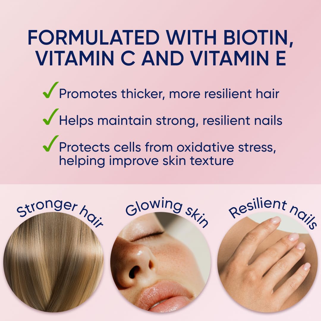 Moerie Hair Skin and Nails Gummies for Women & Men - Biotin for Hair Loss, Gummy Vitamins & Growth Dietary Supplements - Sugarbear for Thicker Hair - Allergen Free - 180 per Serving - Balanced Diet