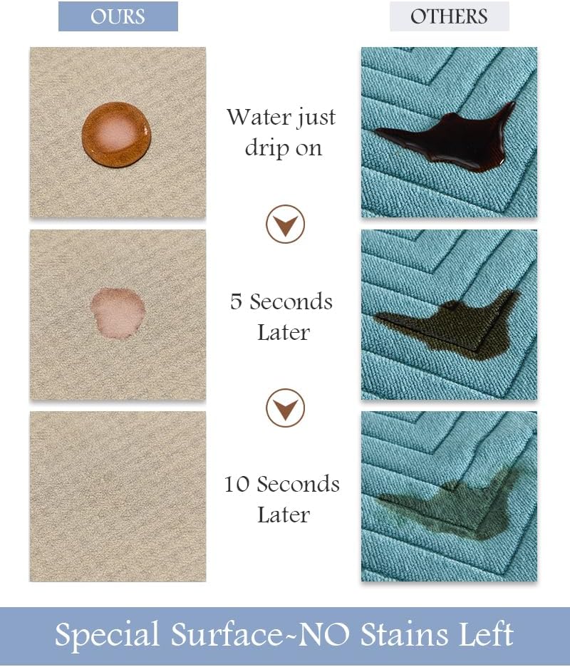 MontVoo-Bath Mat Rug Long Non Slip Super Absorbent Bathroom Runner Stain Resistant Quick Dry Thin Bathroom Mat Fit Under Door-17"x50",Beige