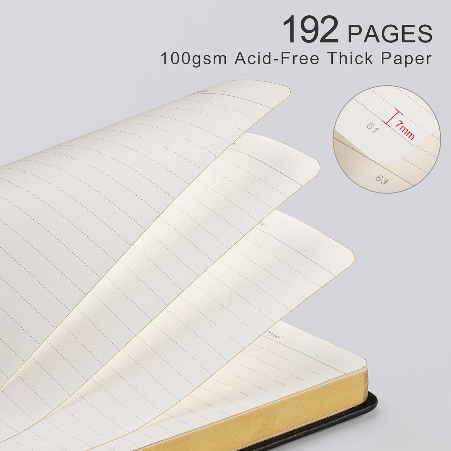 Lined Journal for Women Men, 192 Pages A5 Notebook Journal, Hardcover Notebook with 100Gsm Thick Pages, Leather Note Book for Writing, Travel, Business, Office, Prayer 5.7 x 8.3,Black