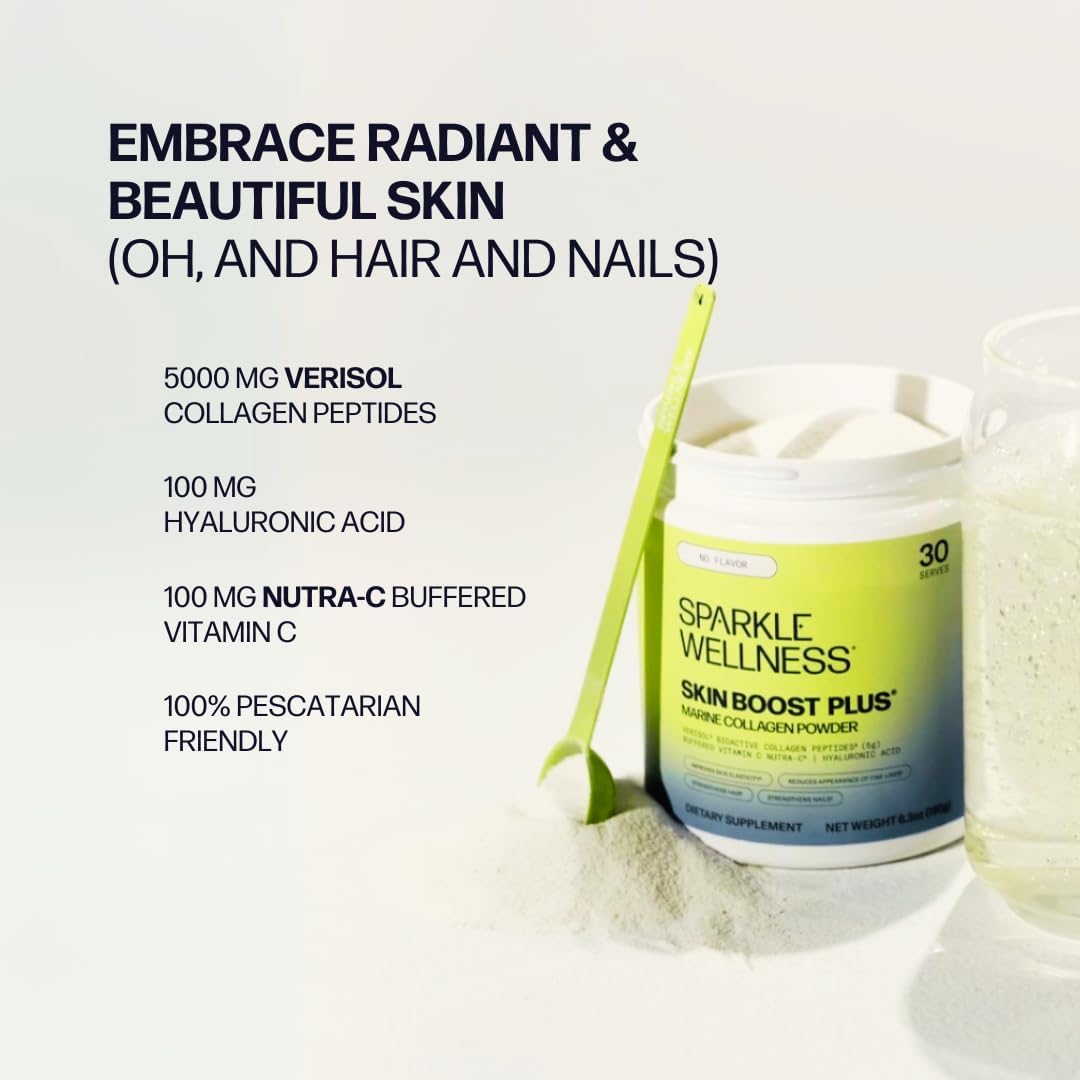 Marine Skin Boost Plus (No Flavor) [30-Serves] | Collagen Powder Supplement with Marine-derived VERISOL Bioactive Hydrolyzed Collagen Peptides, Vitamin C & Hyaluronic Acid