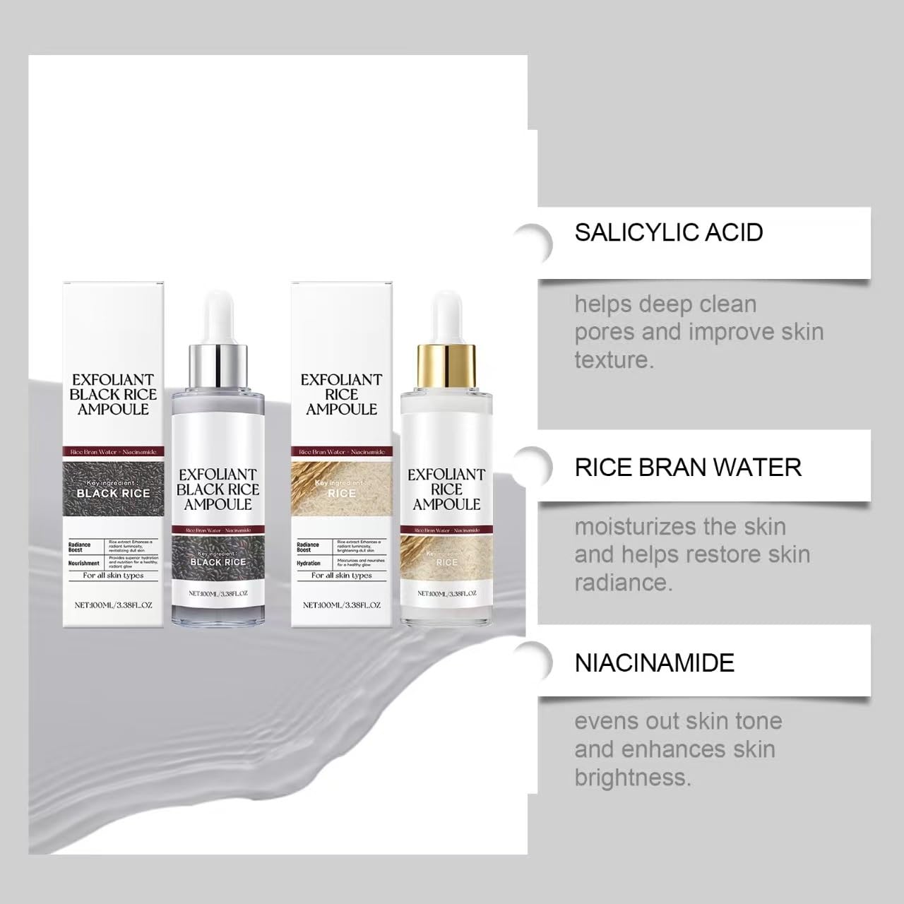 Black And White Rice Exfoliant,2025 New Soft Rice Exfoliating Face and Body Black and White Rice Exfoliant for All Skin Types,White+Black (2 PCS)