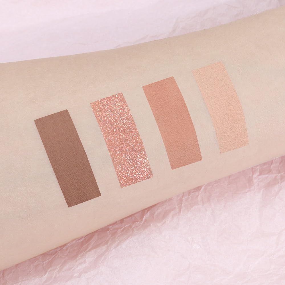4 Colors Matte Shimmer Eyeshadow Makeup Palette,Nude Light Dark Brown Rose Gold Natural Neutral Eye Shadow Palette,Long Lasting Waterproof Naturing-Looking Women Girls Eye Shadow