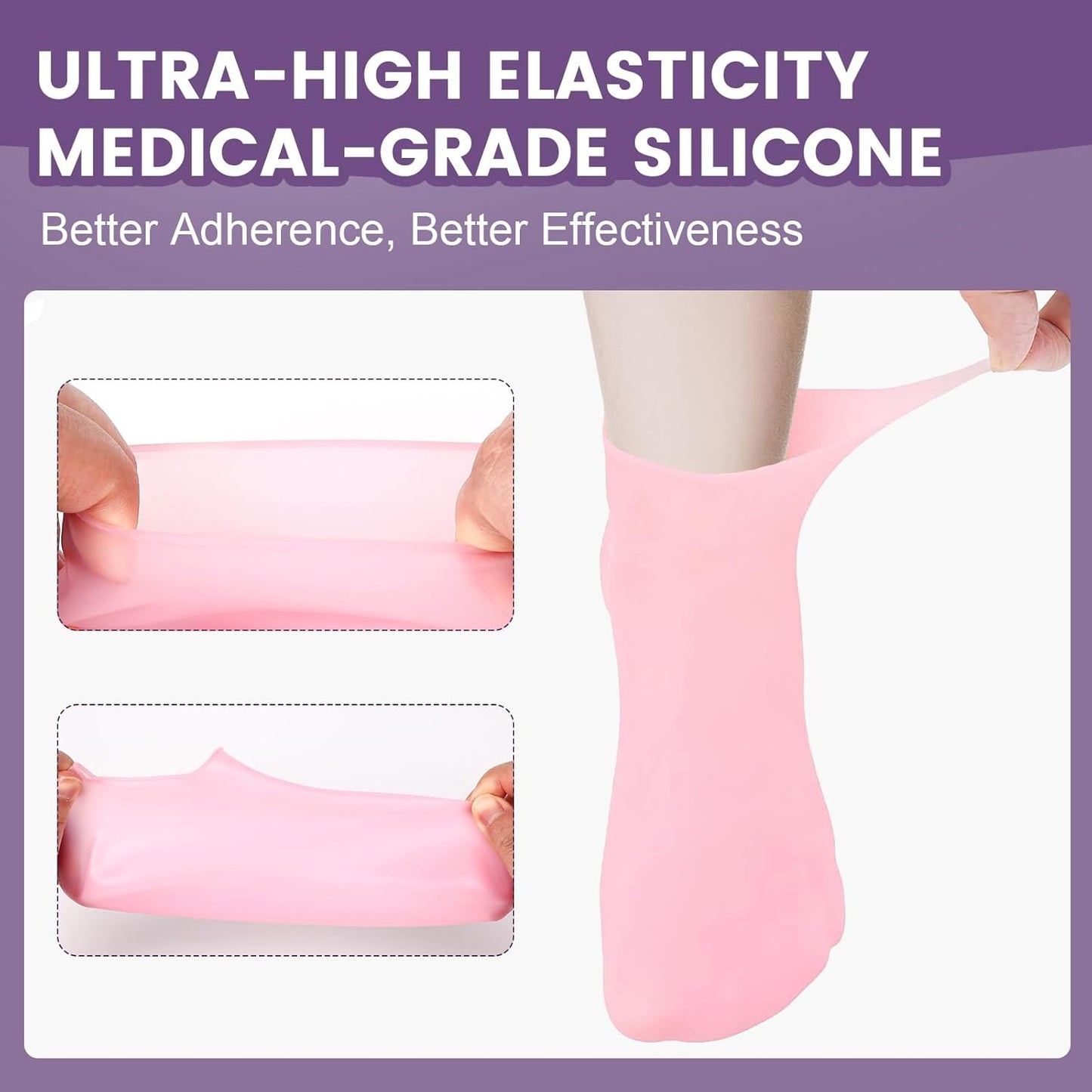 5 Pairs Silicone Socks for Dry Cracked Feet - Women's Moisturizing Foot Socks, Cracked Heel Treatment (5 Colors Assorted, Fits Up to Size 9)