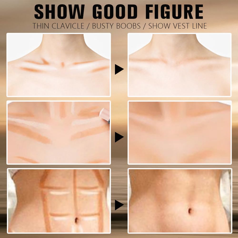 evpct Black Cocoa & Bronzer Shimmer Cream Contour Stick Face Body Makeup Dual Ended, no Transfer Waterproof 2 in 1 Cream Concealer Stick Contouring Makeup, Nose Contour Bronzer Sticks Face Highlighter