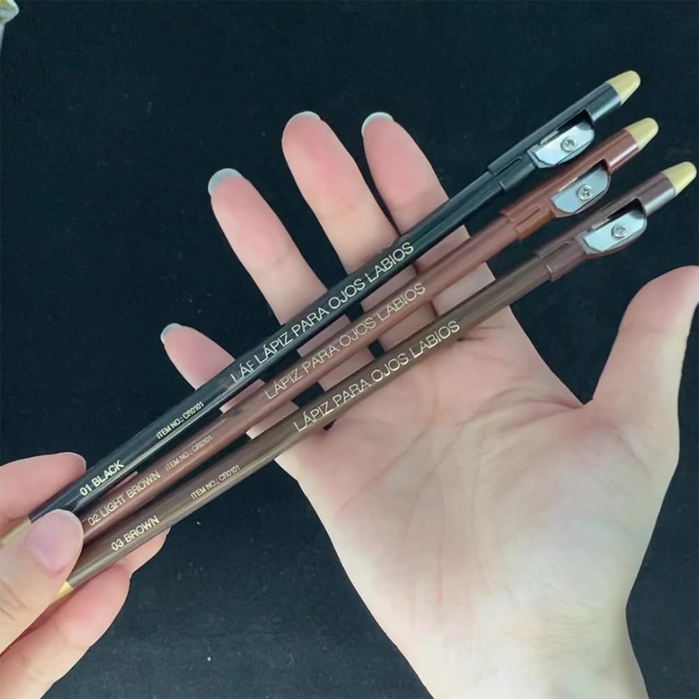 5Pcs Wooden Hard-Core Eyebrow Pencils for Women, Dark Brown Eyebrow and Eyeliner Pencil, Long Lasting Waterproof and Sweat-Proof, Beginner Makeup Brow Pencil, Create a Natural Eye Brow