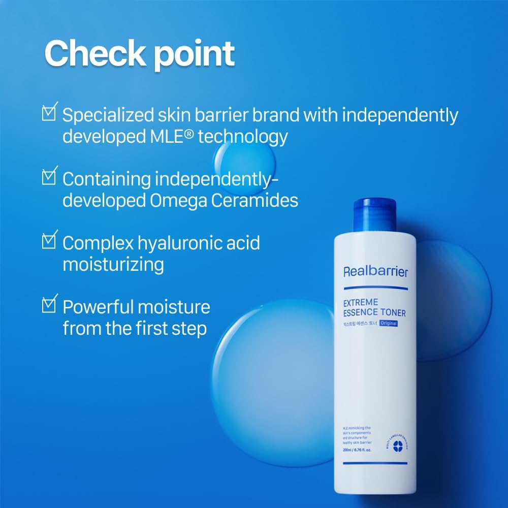 Real Barrier | Extreme Essence Toner | Hyaluronic Acid Panthenol Ceramide Face Moisturizer for Sensitive Dry Skin | Soothing & Hydrating Moisturizing Toner Face | Korean Skin Care | 6.76 fl oz (200ml)