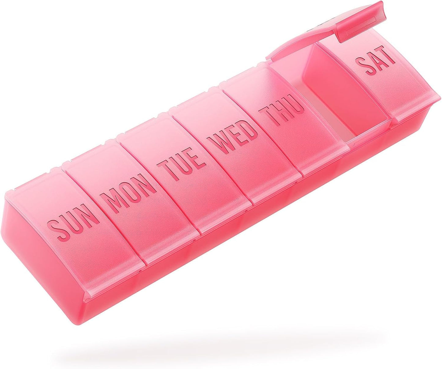 Barhon Pill Organizer Large, Weekly Medicine Pill Organizers, 7 Day Pills Box Case Travel for Big Vitamin Supplements Fish Oil, Red