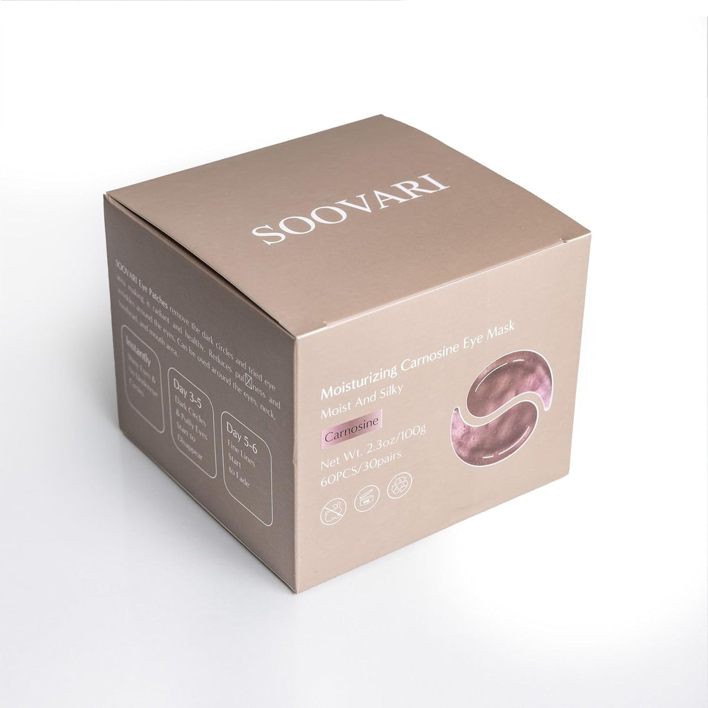 Moisturizing Carnosine Eye Mask, 60 pcs, Reduce Dark Circles, Puffy Eyes, Wrinkles, Under Eye Bags. Under Eye patches, Made in Korea