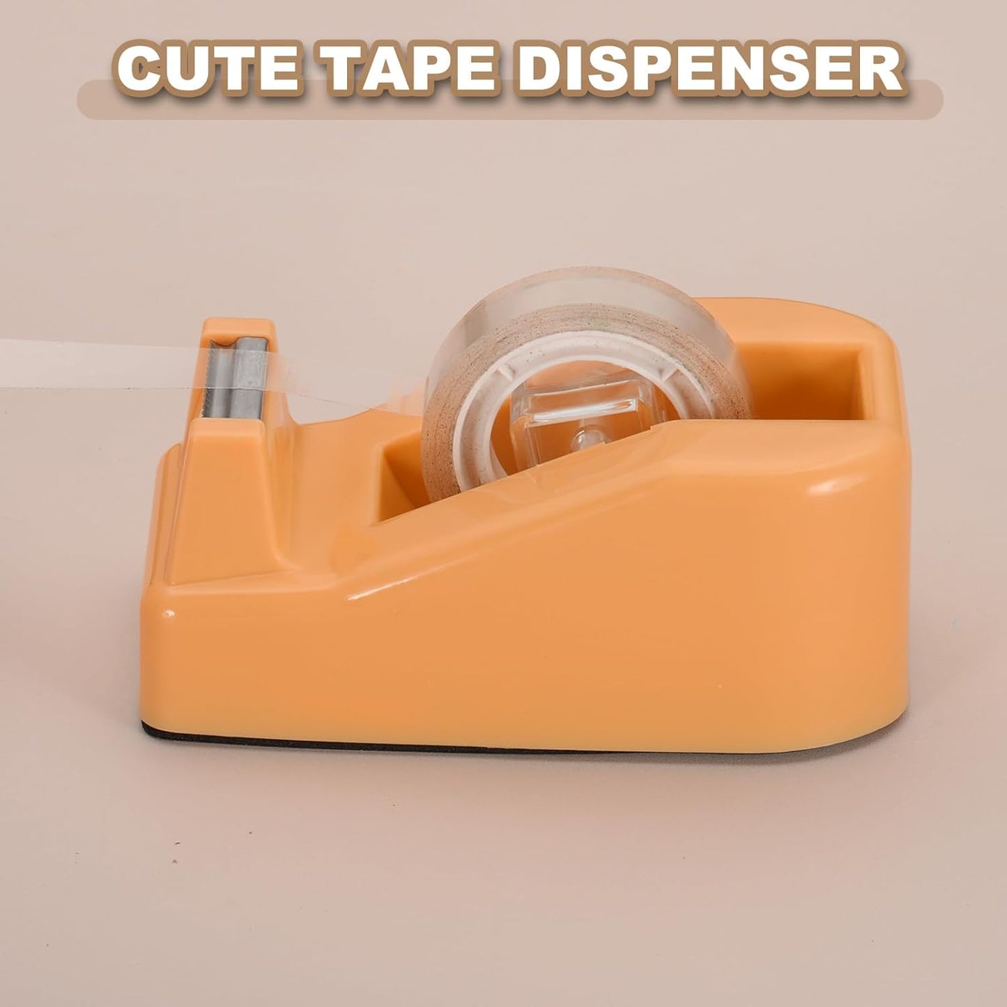 PATIKIL 2pcs Tape Dispenser Desk, Small Tape Dispenser Cute Desktop Dispenser Holder for Tape Office Desktop, Orange