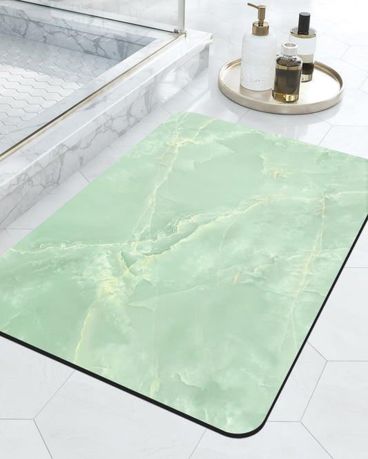 DEXI Bath Mat 16x24, Non Slip Quick Dry Rugs, Super Absorbent Ultra Thin Marble Bathmat, Washable Rubber Mats for Shower Floor, in Front of Bathtub, Sink, Bathroom Accessories Decor, Light Green