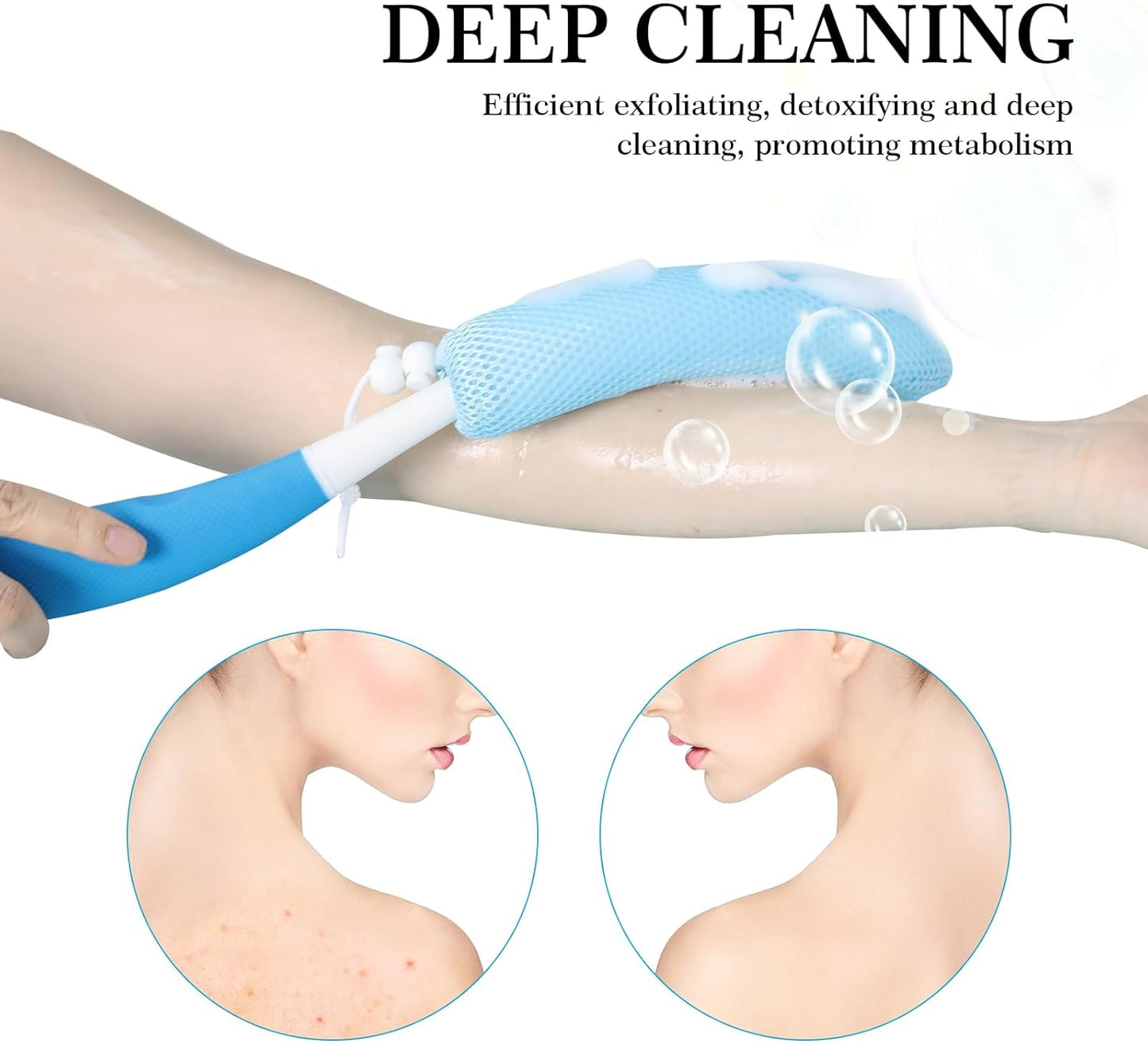 Long Handle Bath Brush, Anti-Slip Curve Handled Bath Body Brush, Back Scrubber for Shower, Easy Reach for Seniors, Suitable for Elderly/Pregnant Aid Bathing & Shower(Not Include Brush Handle)