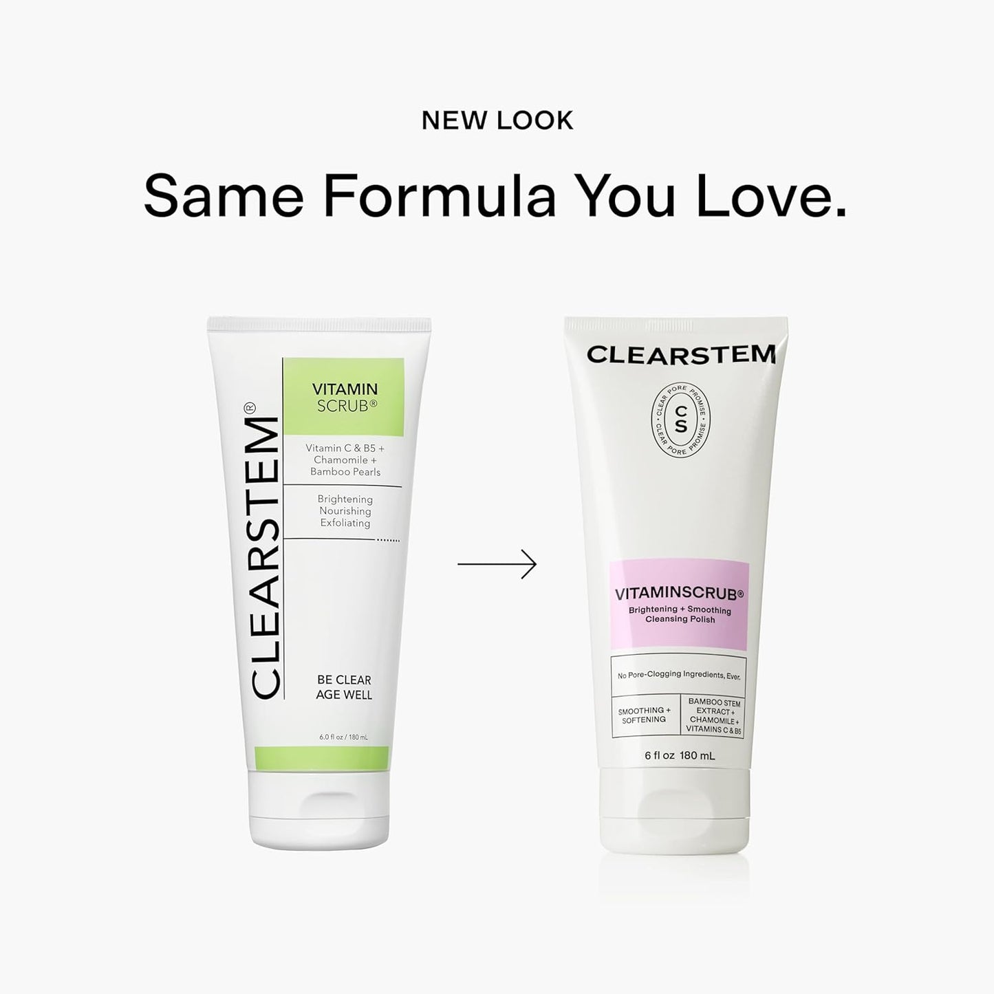 CLEARSTEM - VITAMINSCRUB - Antioxidant-Infused Scrub Cleanser - Exfoliating Face Wash + Body Scrub - Vitamin C, Hemp, Bamboo - Skin Care Products - Gluten Free, Cruelty Free - 6 fl oz / 177ml