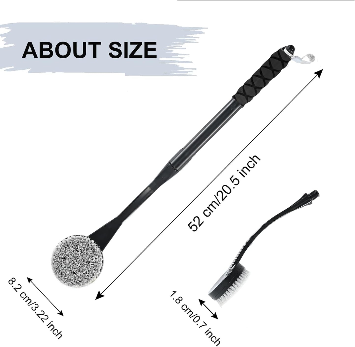 Back Scrubber for Shower,20.5" Bath Brush Long Handle for Deep Clean,Back Brush for Shower for Men Women(Black)