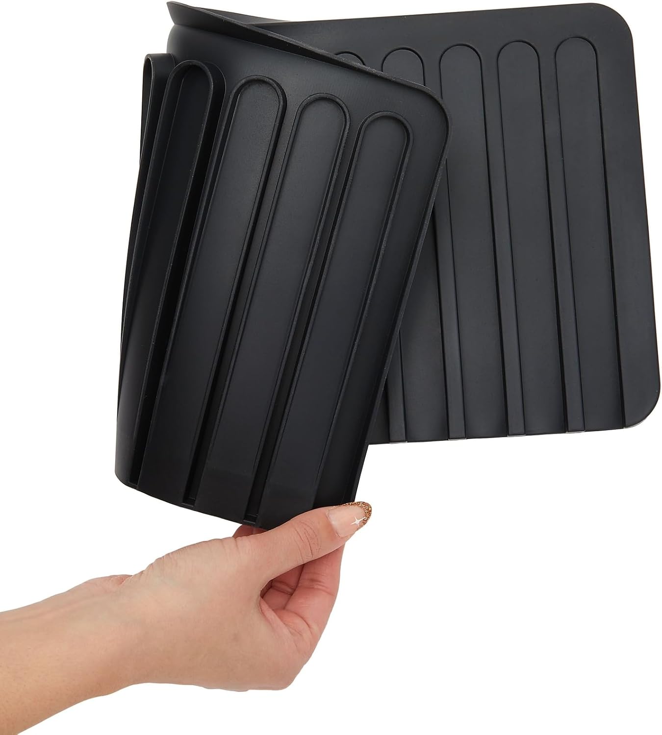 Talented Kitchen Self-Draining Silicone Dish Drying Mat - Sloped Silicone Countertop Drain Mat & Dish Drying Pad for Kitchen Counter - 15 x 8 in Black