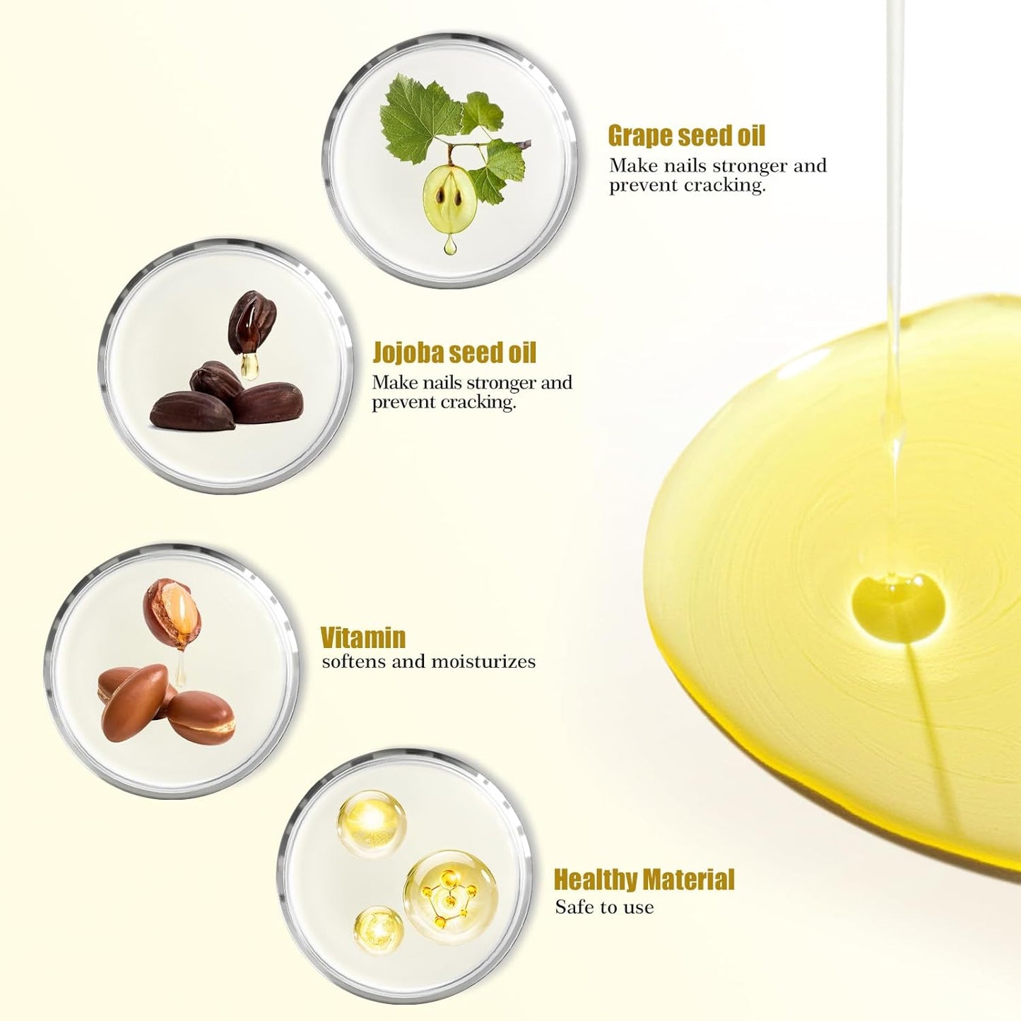 ADHERE Cuticle Oil for Nails Professional Nail Oil 8ML, Jojoba Nail Cuticle Oil Contains Vitamins with Soft Brush, for Nourishing, Hydrating, Dry Rough Nail Care Repair Essential Nail Care