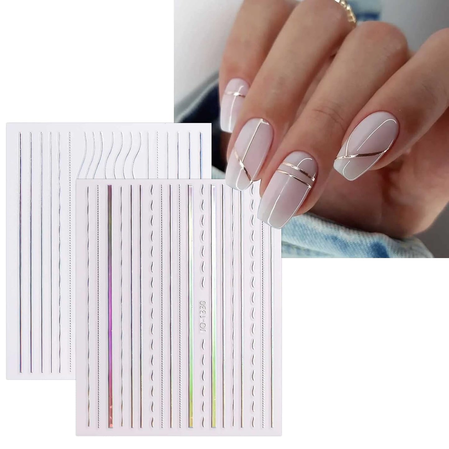 JMEOWIO 12 Sheets Aurora Nail Art Stickers Decals Self-Adhesive Pegatinas Uñas Glitter Holographic Nail Supplies Nail Art Design Decoration Accessories