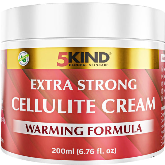 5Kind Extra Strong Anti Cellulite Cream 6.76 Fl Oz - Natural Warming Formula Cellulite Remover for Legs - Body Firming and Tightening Cream - Firming Cream for Cellulite