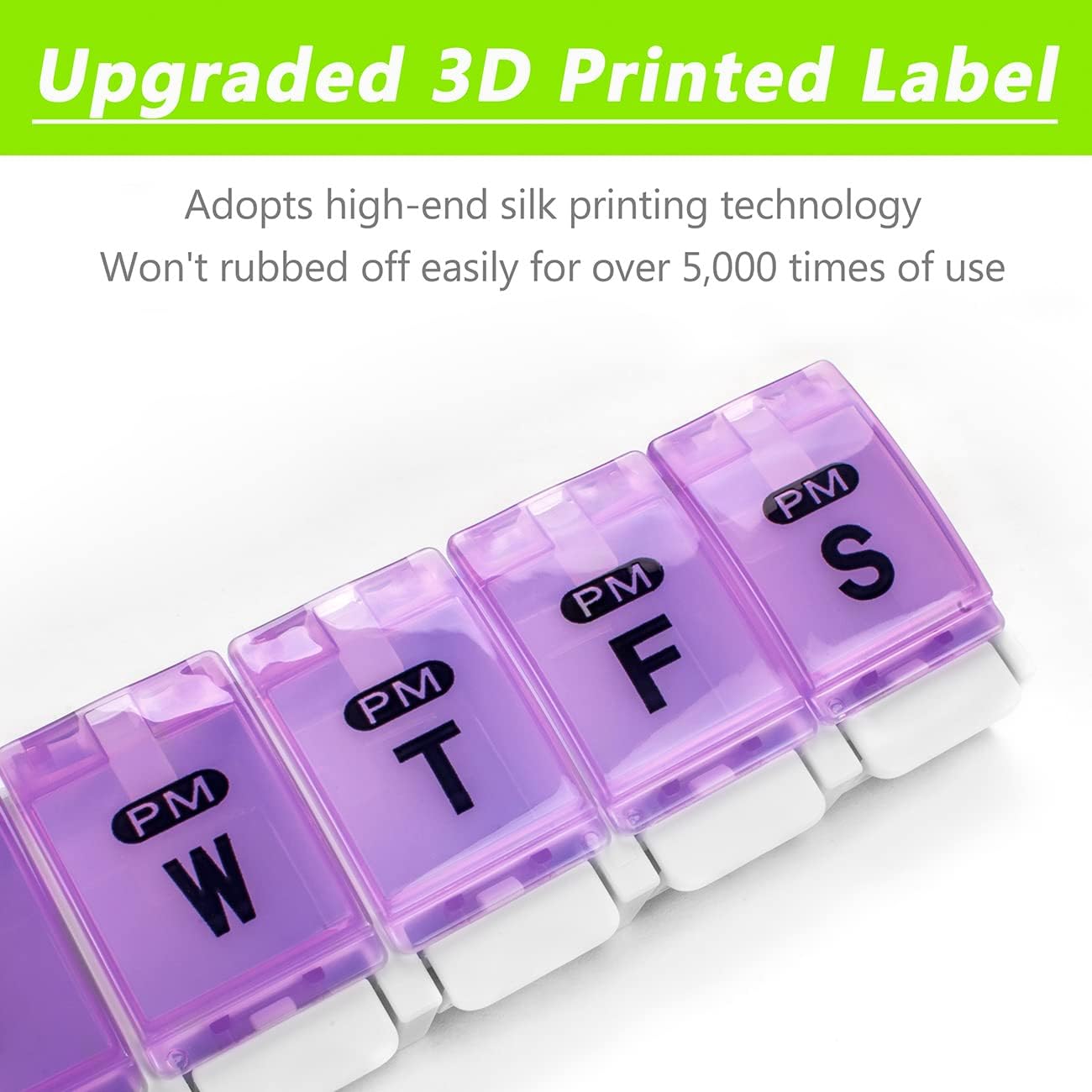 Extra Large Weekly Pill Organizer 2 Times a Day - Remtise Am/Pm Daily Pill Case Medicine Organizer, Push Button 7 Day Pill Box for Pills/Vitamin/Cod Liver Oil/Supplements (Purple & Green)