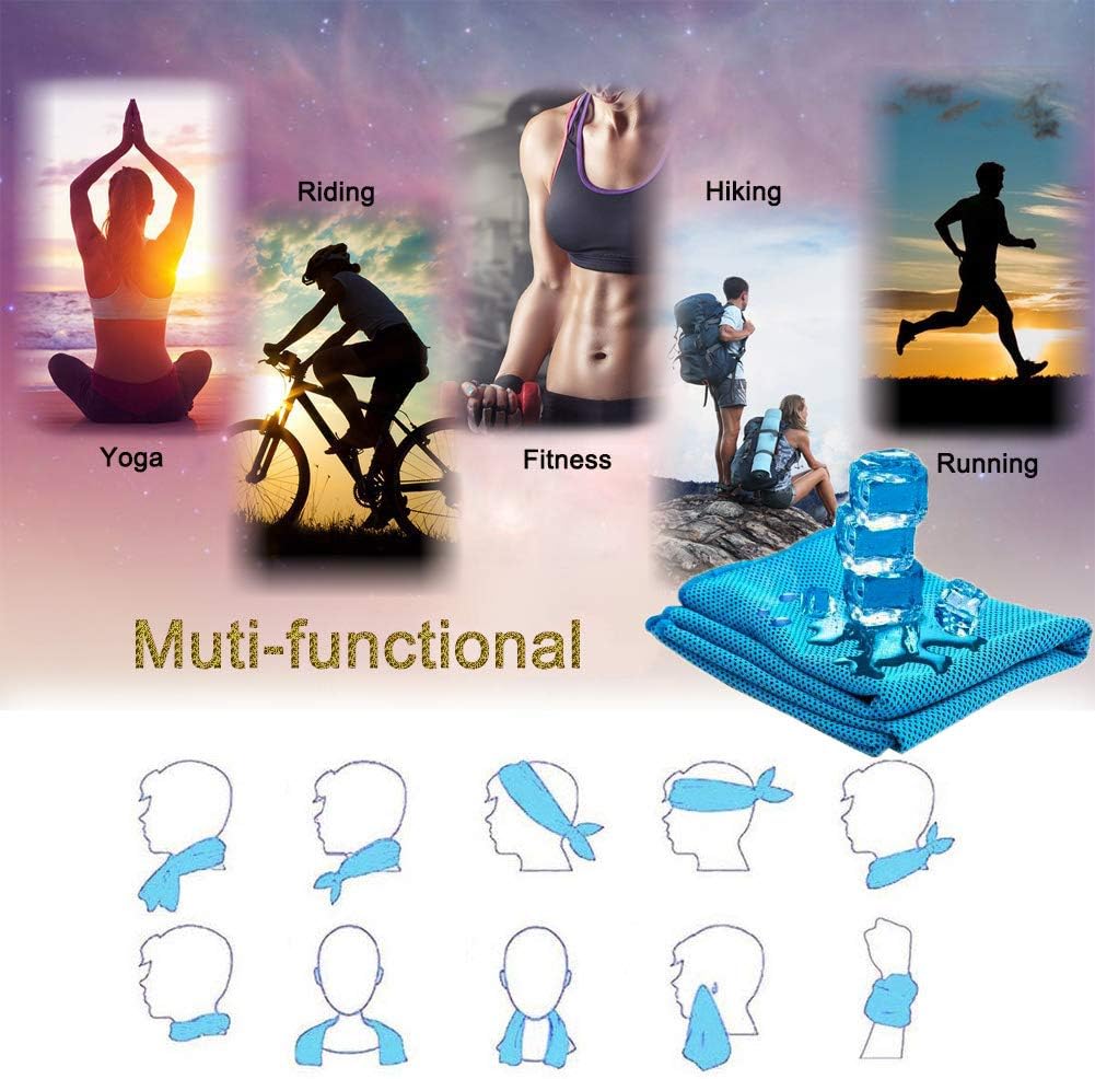 YQXCC Cooling Towel | 2 Pack 47"x12" | Ice Cool for Neck | Soft Breathable Microfiber Chilly | for Yoga, Golf, Gym, Camping, Running, Workout & More Activities