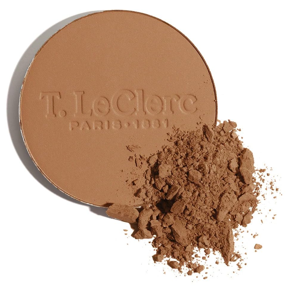 T.LeClerc Rice Compact Powder – Anti-Aging Pressed Powder with Brown Rice Ferment – Long-Lasting Natural Matte Finish – Moisturizing | Non-Comedogenic Face Powder (CARAMEL, 9G)