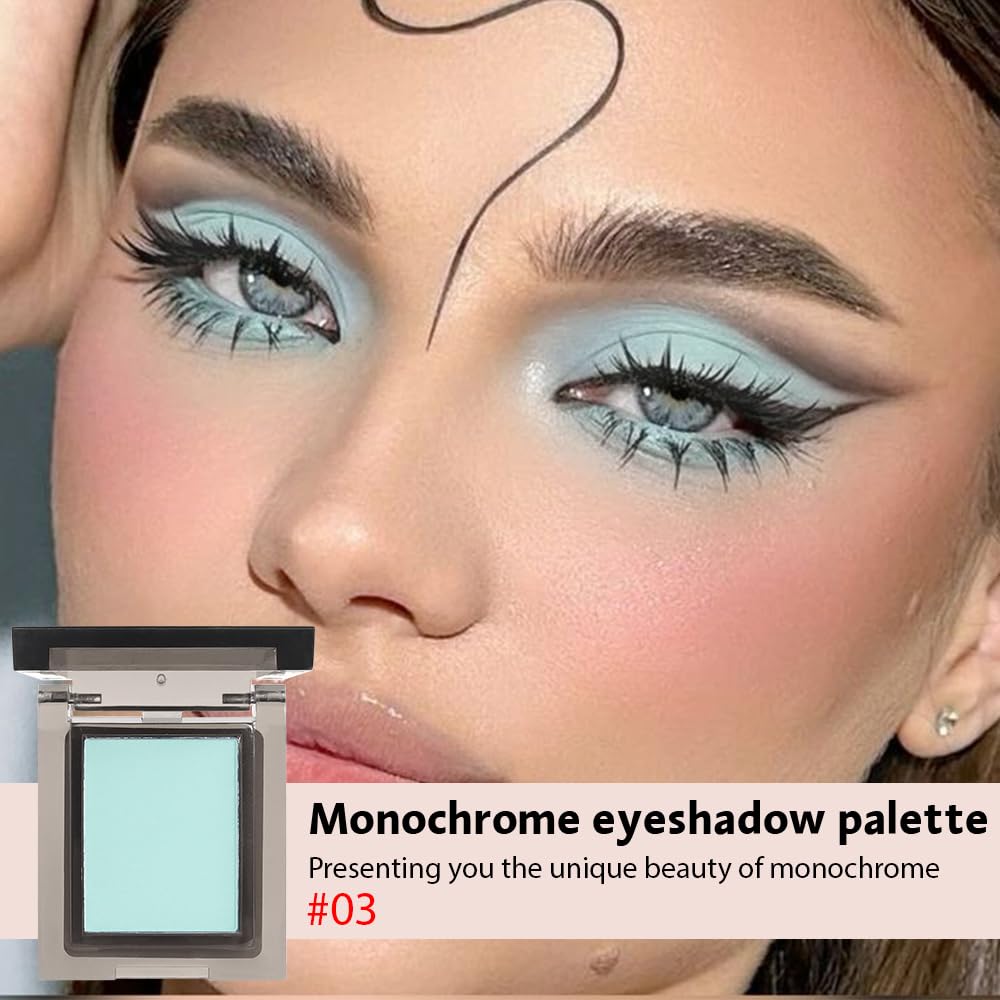 Single Nude Green Matte Eyeshadow,Monochrome Eye Shadow,Apply Makeup Easily,Matte Pressed Powder Single Eyeshadow,24 Hour Eye Makeup Longwear Waterproof