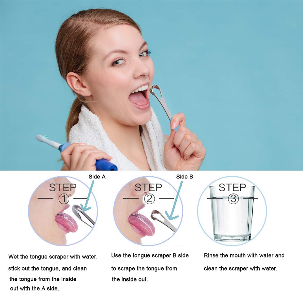New Version Tongue Scraper Cleaner for Adults & Kids, Medical Grade Metal Tongue Brushes Set for Fresh Breath Dental Eliminate Bad Breath in Seconds (4 pcs)