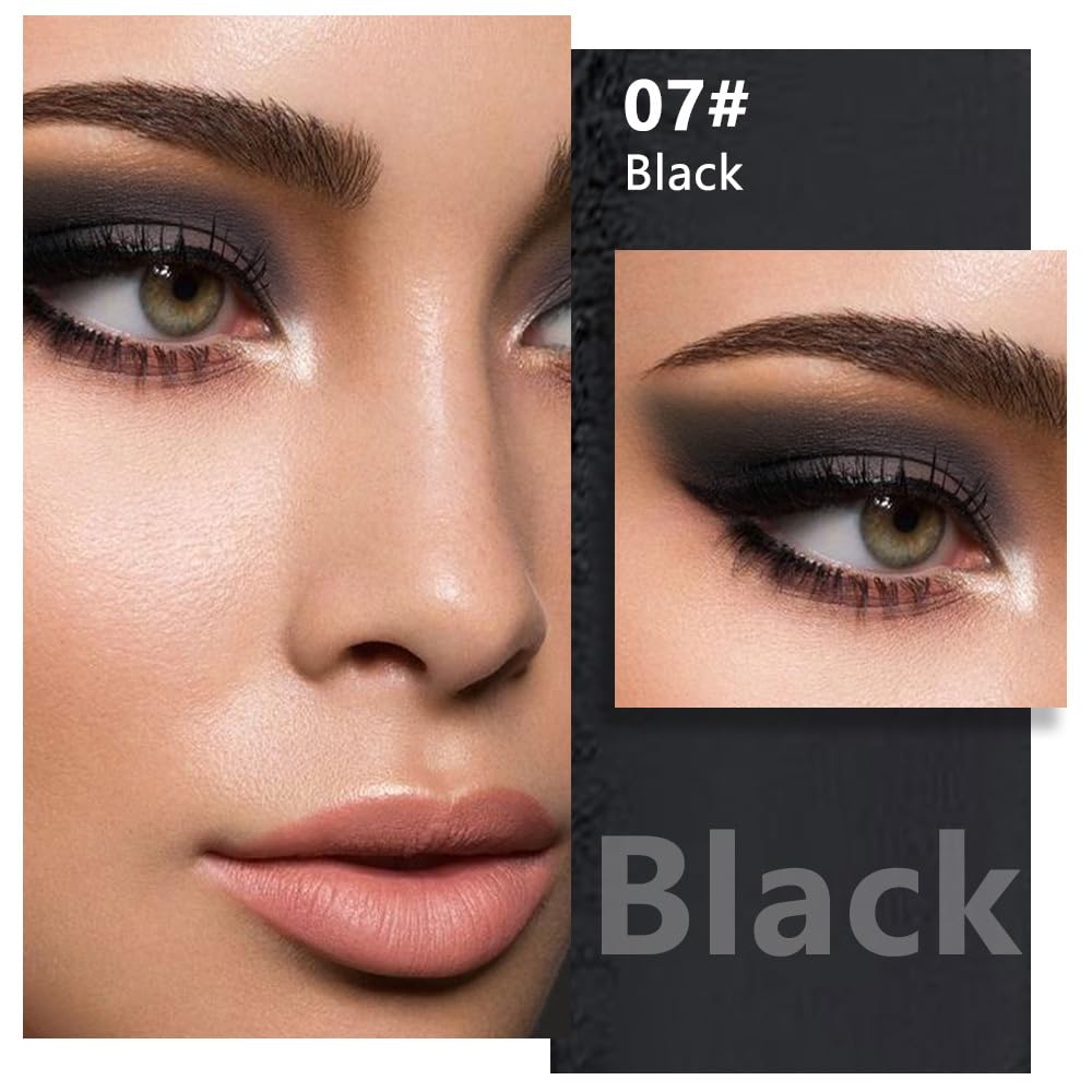 evpct Matte Black Single Eye Shadow Palette Makeup for Older Women, Black Cream Eye shadow Palette Single for Older Women Matte, High Pigment Waterproof Monochrome Mini Eyeshadow, sombra de ojos