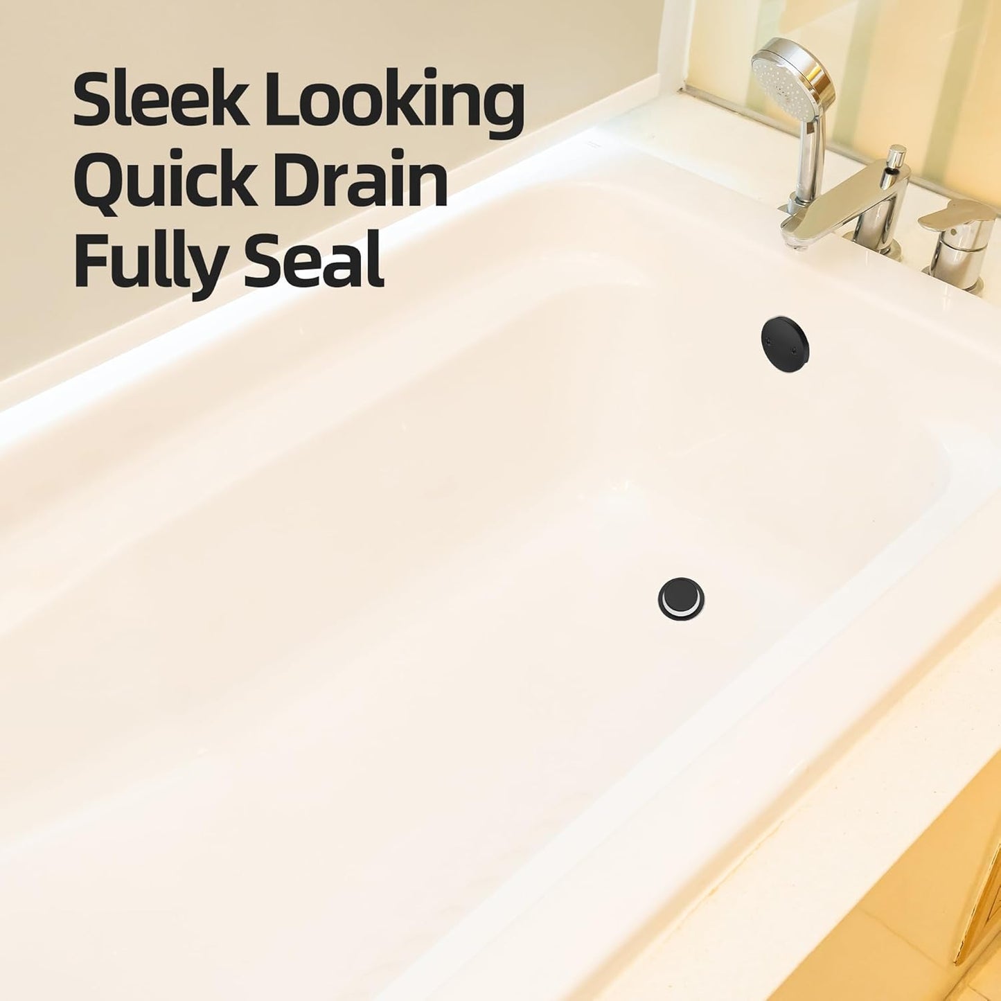 Matte Black Tub Drain Kit with Hair Catcher, Premium Brass Tip-Toe Bathroom Tub Drain Replacement and 2-Hole Overflow Faceplate, 11.5/16 UNC Bathtub Drain Stopper Assembly