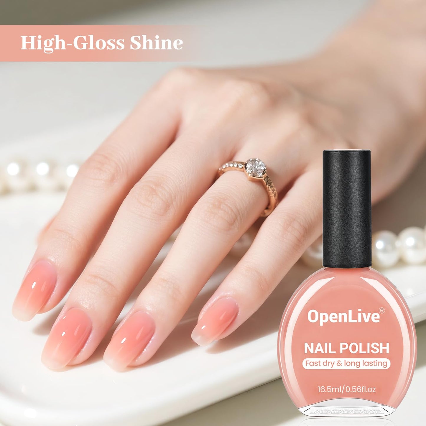 16.5ml Jelly Nude Pink Nail Polish Large Volume Quick Dry Nail Polish, Long Lasting Shine, Fingernail Toenail Nail Art DIY Home Travel Nail Art Gift