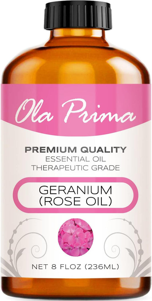 Ola Prima Oils 8oz - Rose Geranium Essential Oil - 8 Fluid Ounces