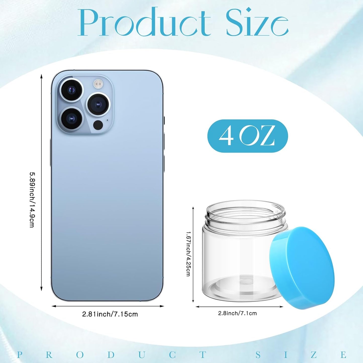 SATINIOR 36 Pieces 4 oz Plastic Jars with Lids Wide Mouth Airtight Reusable Container Acrylic Cosmetic Small Jars for Lotions Ointments Travel Toiletries Creams Make up Storage(Blue)