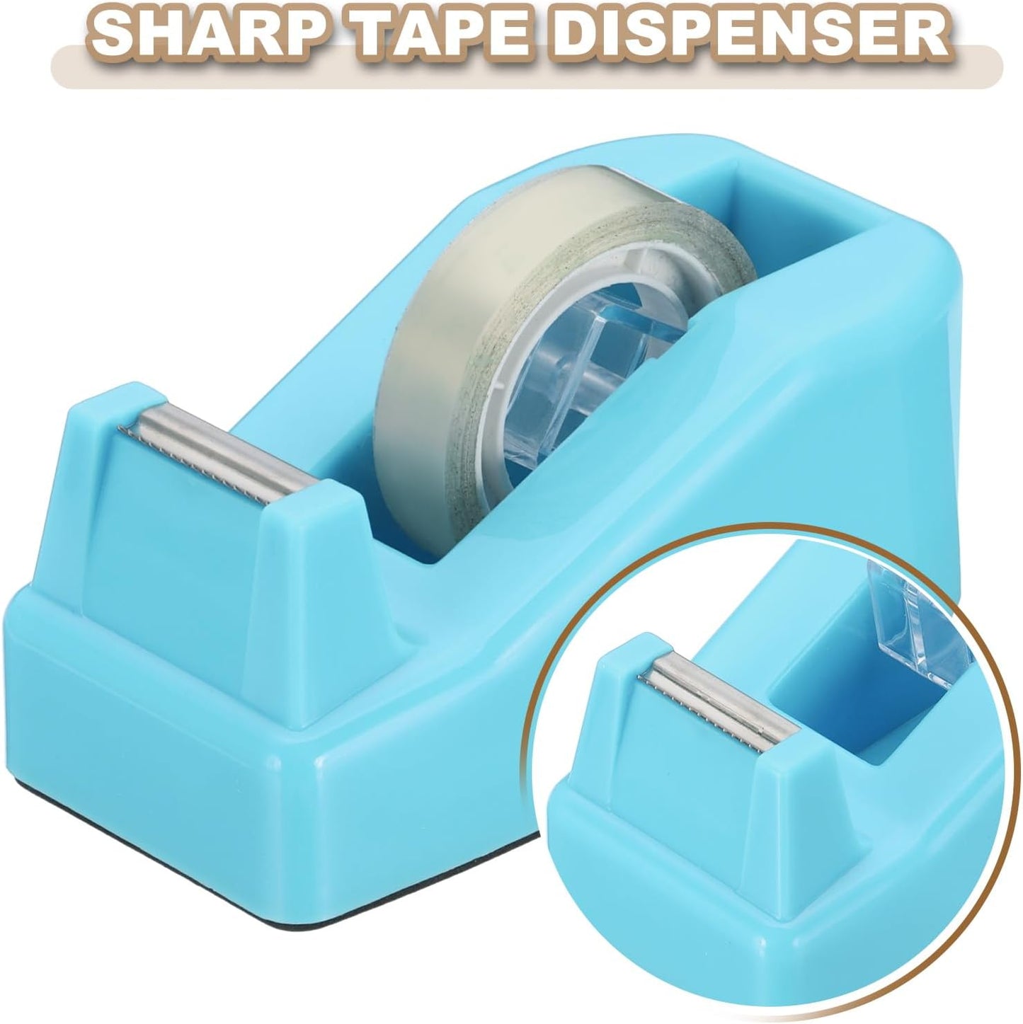 PATIKIL 2pcs Tape Dispenser Desk, Small Tape Dispenser Cute Desktop Dispenser Holder for Tape Office Desktop, Light Blue