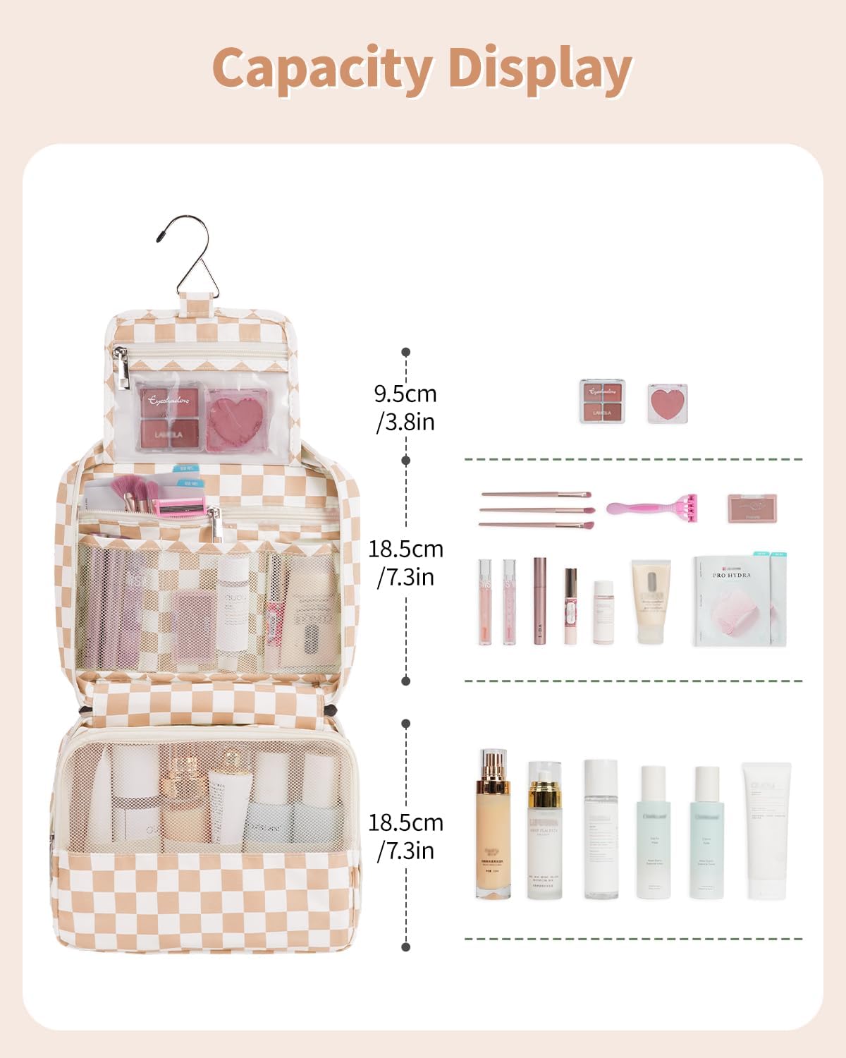 Narwey Small Hanging Travel Toiletry Bag for Women, Travel Bag for Toiletries, Makeup Bag Organizer Cosmetic Bags Make Up Bags for Girls