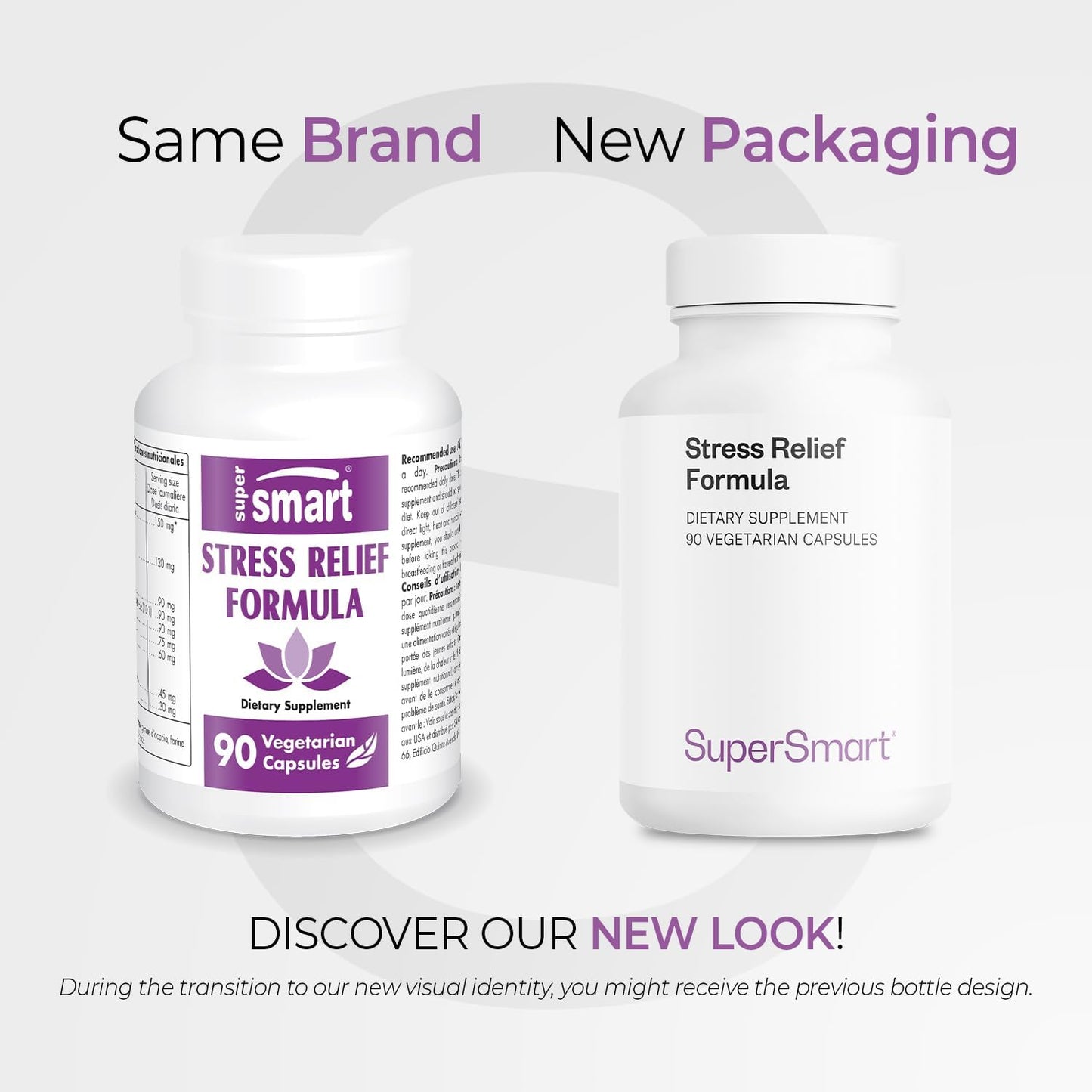 Supersmart - Stress Relief Formula (All-in-1) - 100% Natural Supplement - with Passion Flower, Polygala Tenuifolia | Non-GMO & Gluten Free - 90 Vegetarian Capsules