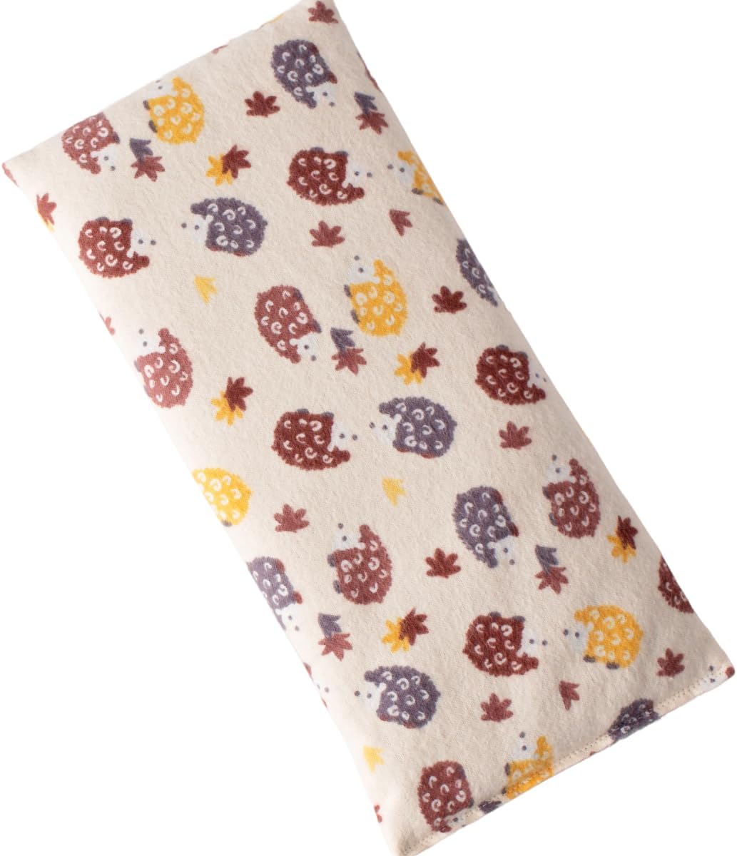 Microwave Heating Pad Filled With Flax Seed and Choice of Dried Herbs, Herbal Cold Pack, Good Size for Back Pain and Cramps, Hot and Cold Therapy, 6" x 12" (Yellow Hedgehog, Chamomile)