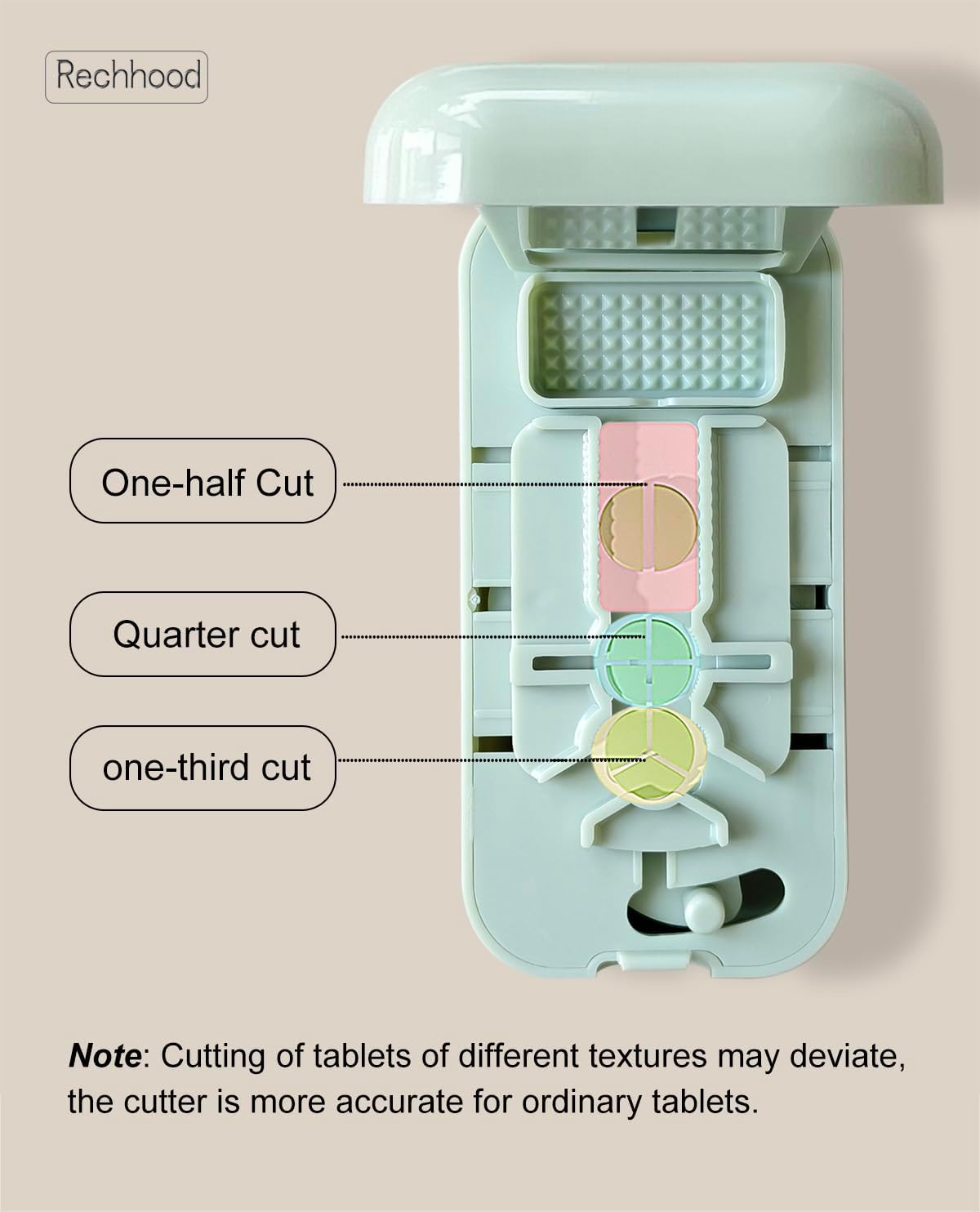 3-in-1 Pill Cutter 1/4 1/3 1/2 with Pill Storage Case, Stainless Steel Blade Cuts Pills Ideal for Cutting Vitamins and Pills (Green)