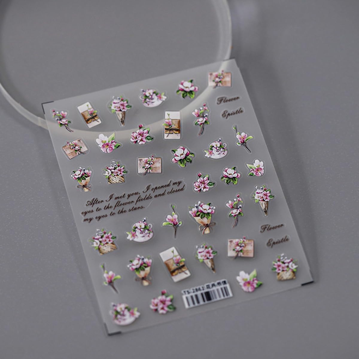 5D Embossed Flower Nail Stickers for Nail Art Letter Floral Nail Decals Retro Stickers for Nails Designs Self Adhesive Nail Art Supplies & Decorations for Women Girls 1 Sheet