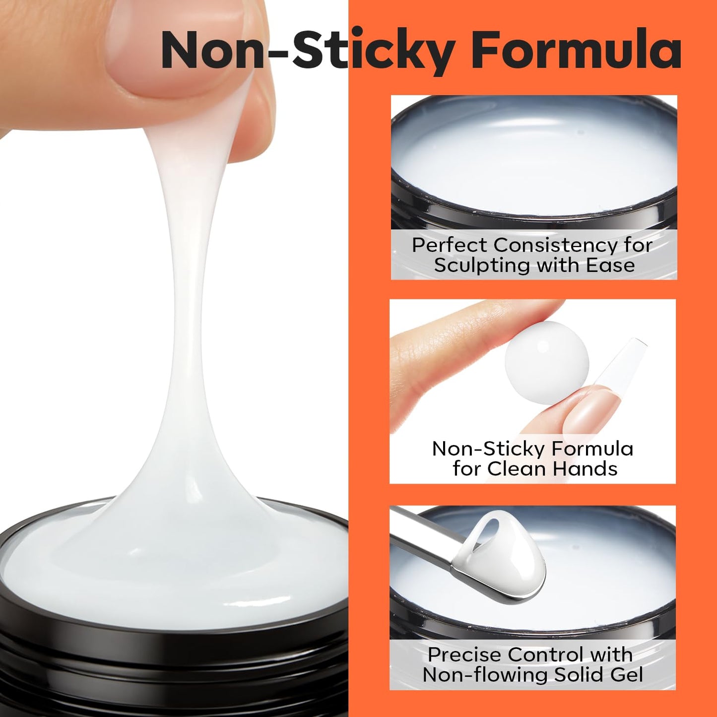 modelones 3D Sculpting Gel, Milky White Solid Nail Builder Hard Gel for Nail Art Molding & Extensions for Chrome Powder, Nails Glitter Polish Home DIY Manicure, U V Lamp Needed