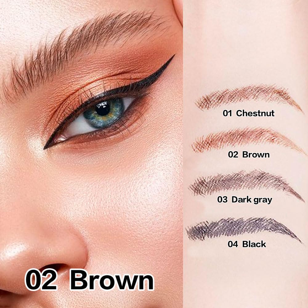 Eyebrow Ink Pencil by Brow Stylist -Micro 4 Point Brow Pen Lift & Snatch Eyebrow Pen Kits with 3 Eyebrow Stencil Long-Lasting Waterproof Natural Eyebrow Hair (1Pc 02# brown)
