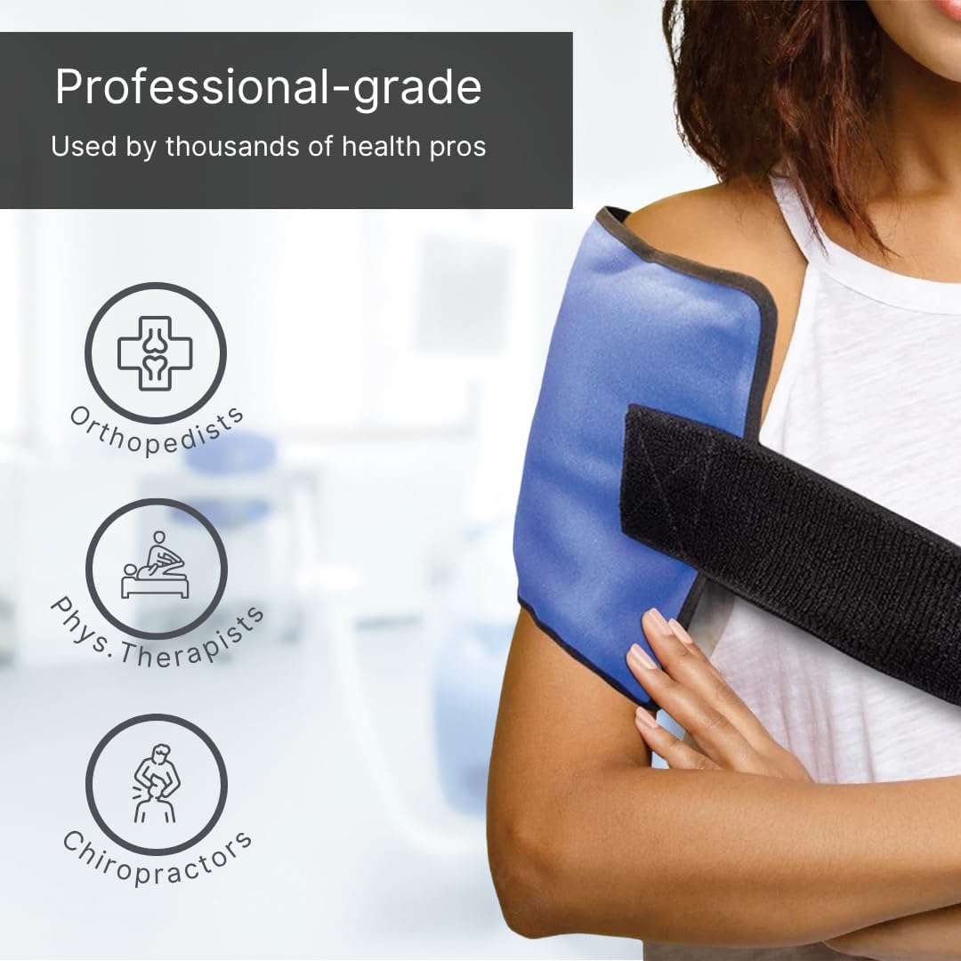 FlexiKold Ice Packs for Injuries Reusable with Straps – Cold Compress Gel Cold Pack, Ice Pack for Knee, – Flexible Medical Ice Wrap for Back, Shoulders, Legs, Muscle Pain – Standard – 2 Pk