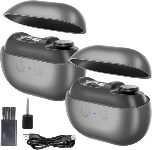 Imwing Easyclip, Vueeze/Yosody/Pubyfun/Olygee/Glosrity Easy Clip, Electric Nail Clipper & Polisher 2-in-1 with LED Light - Safe Toe & Fingernail Trimmer for Seniors, Adults, Kids, Baby (2 Set-Gray)