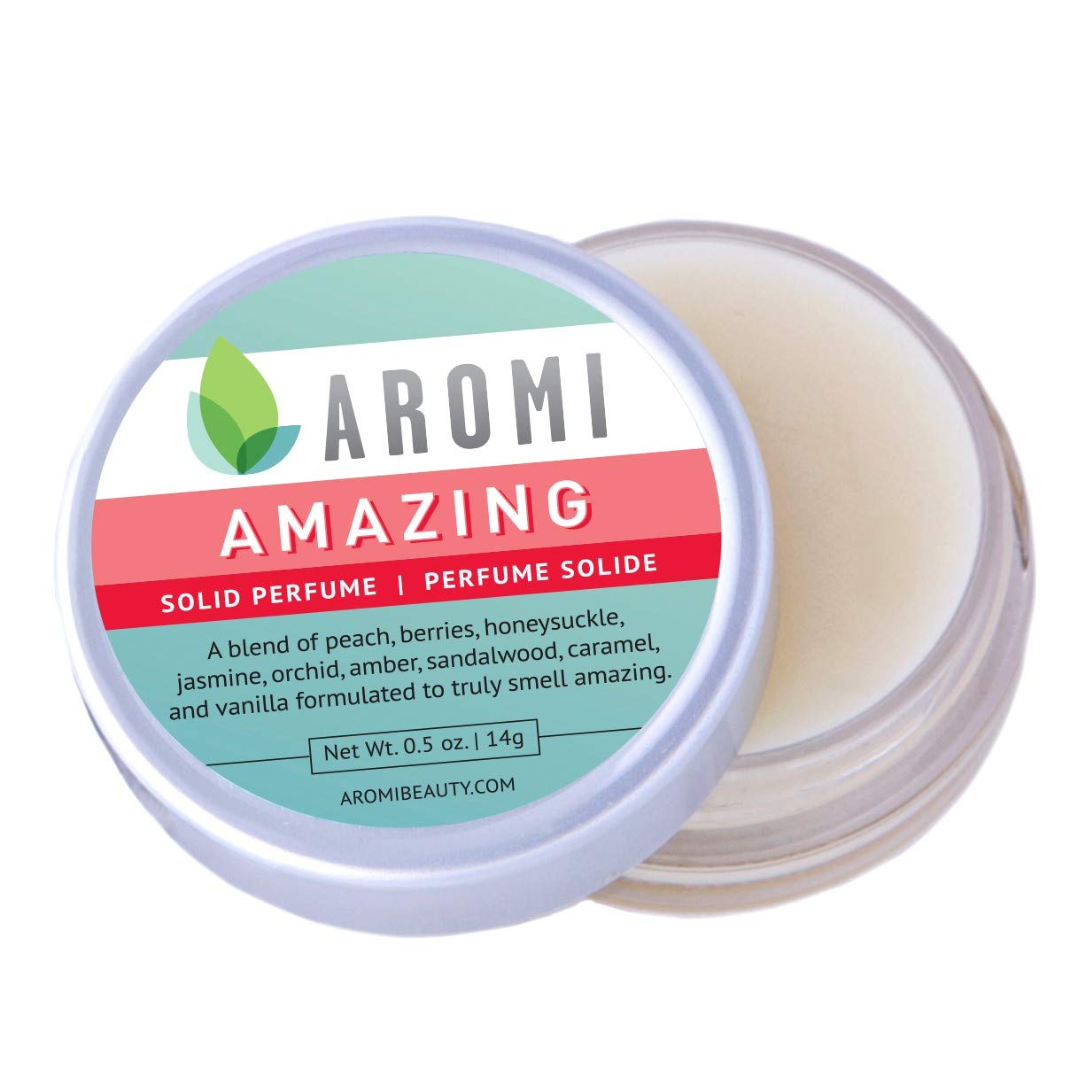 Aromi Amazing Solid Perfume | Fruity, Floral Fragrance, Vegan & Cruelty-free, Travel Scent, Women’s Gift, Vanilla, Caramel, & Jasmine Scent, Handmade (Amazing)