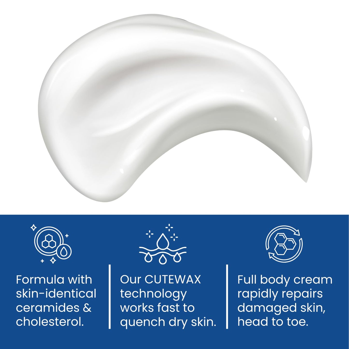 Cutemol CM Emollient Moisturizing Cream - For Severely Dry and Damaged Skin - Natural Beeswax Formulation containing Ceramides - Hydration for Cracked Hands and Feet, Eczema, Psoriasis (8 oz)