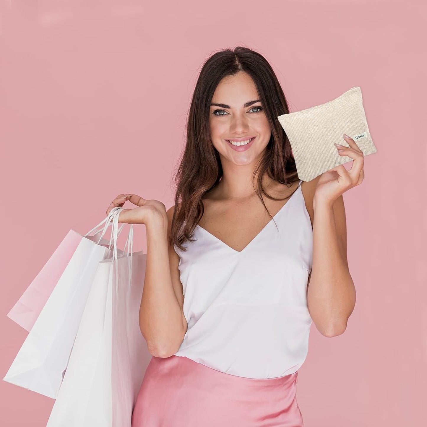 8 Pcs Corduroy Makeup Bags 10 x 7 Inches Cosmetic Bag Large Velvet Travel Aesthetic Pouch Travel Makeup Organizer Toiletry Bag for Purse Accessories Cosmetics Pouch for Women, 8 Colors