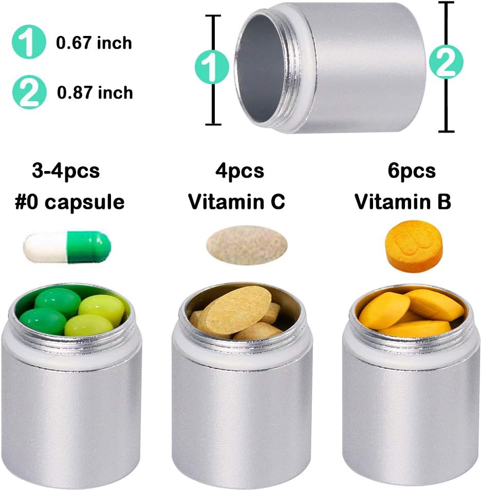 3 Packs Portable Keychain Pill Holder Case, EFFIET 3 Compartments Metal Pocket Emergency Pill Container Dispenser Box Outdoor Medicine Bottle Tin for Daily Supplyment (Mixed Color)