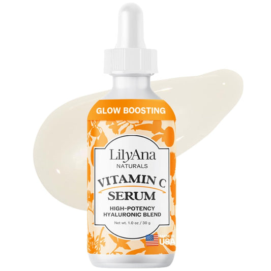LilyAna Naturals Vitamin C Serum for Face with Hyaluronic Acid and Vitamin E, Anti Aging Serum, Reduces Age Spots and Sun Damage, Promotes Collagen and Elastin (1oz)
