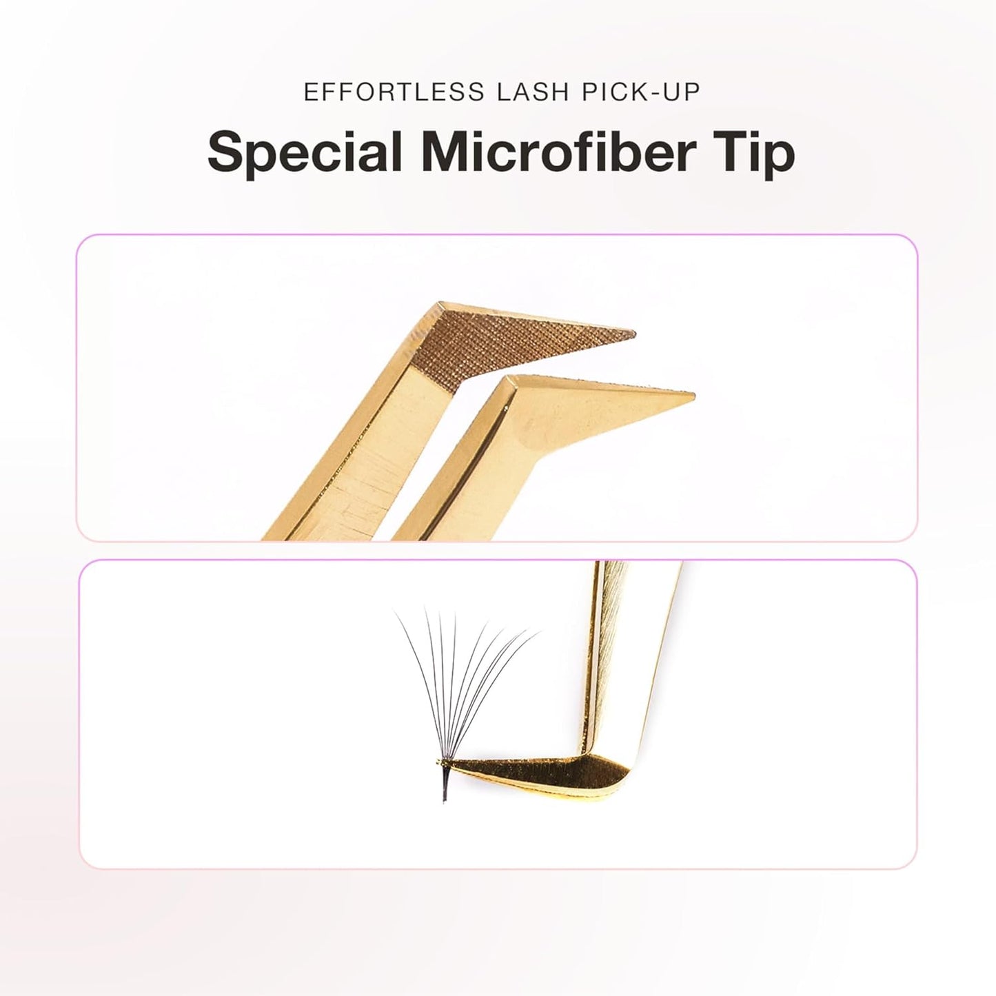 Curacoro Lash Tweezer - Professional & Precision Fiber Tip Grip Lash Tweezers for Eyelash Extensions, Multi Shapes & Purposes Tweezers for Volume, Isolation & Classic Lashes (Gold, Fan-lash-tic)