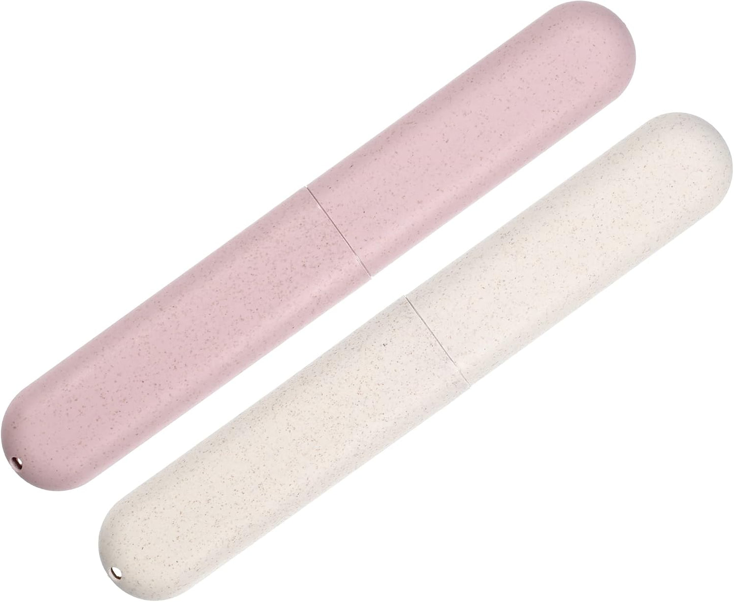 VOCOSTE 2pcs, Traveling Toothbrush Holders Case, PP Toothbrush Case for Travel Business, Beige, Pink, 8.07''x1.22''x0.83''