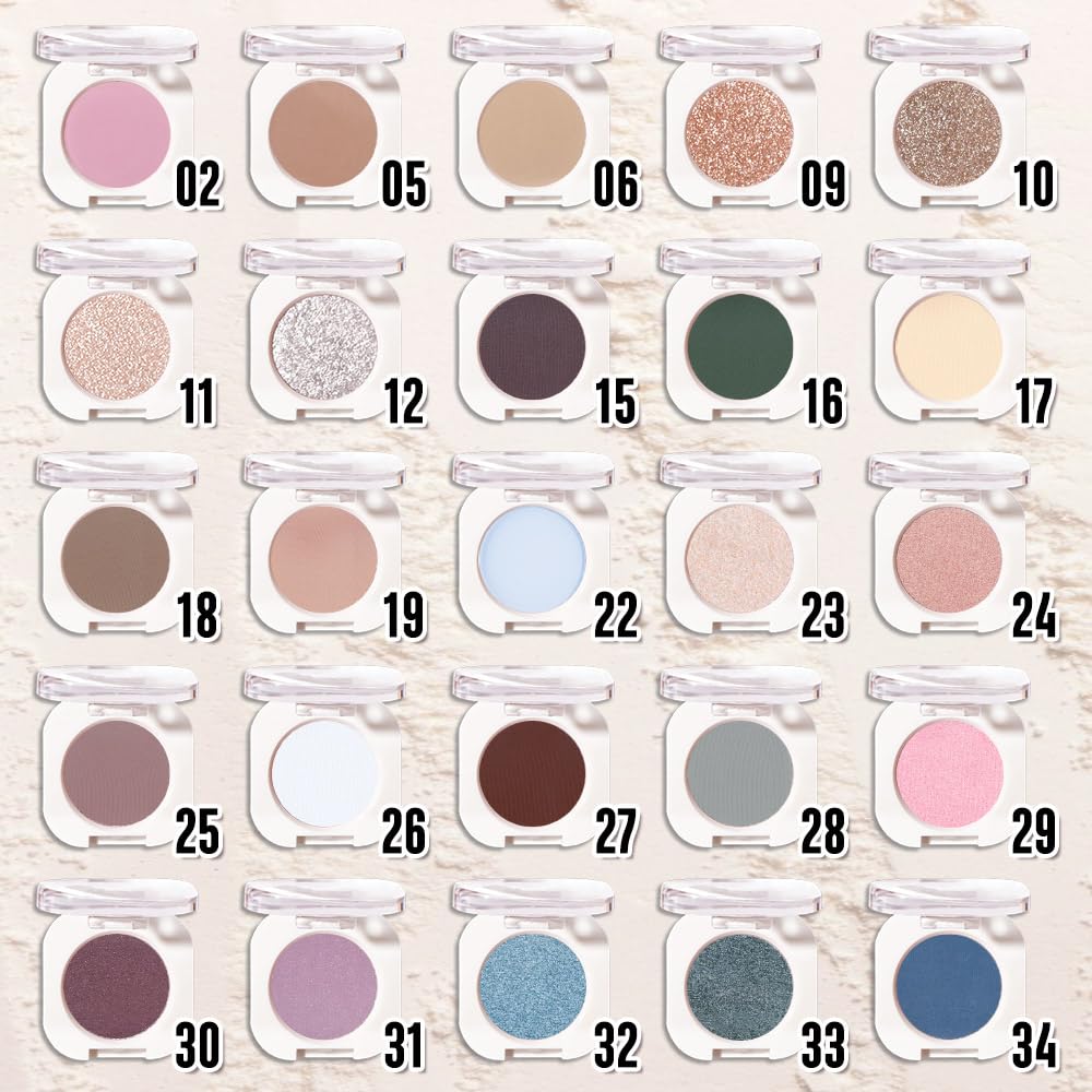 Matte White Single Eyeshadow Makeup, Neutral Cream Powde Eye Shadow for Women, White Matte Singles Eyeshadow Palette Pigmented Waterproof, sombras para ojos, Girls Monochrome Eyeshadows Gift 26